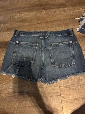 We The Free Vintage Blue Frayed Hem Denim Shorts